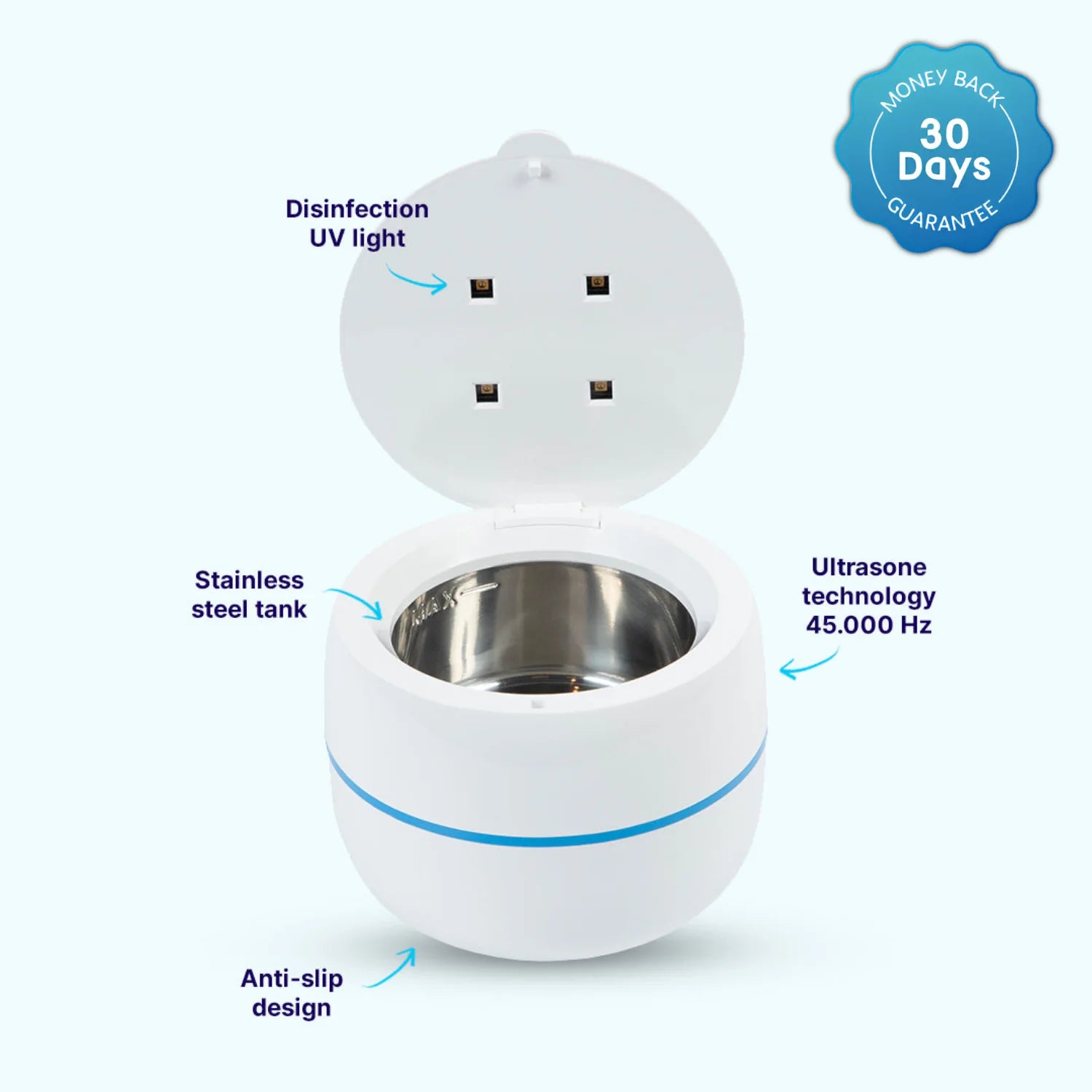 PodSmile™- Ultrasonic Retainer Cleaner with UV lights